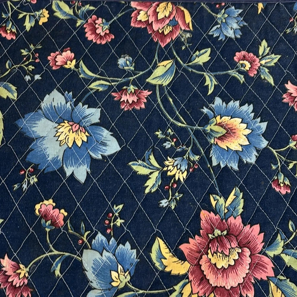 Set of 10 Quilted Fabric Blue Floral Placemats W/ Matching NeverUsed Napkins